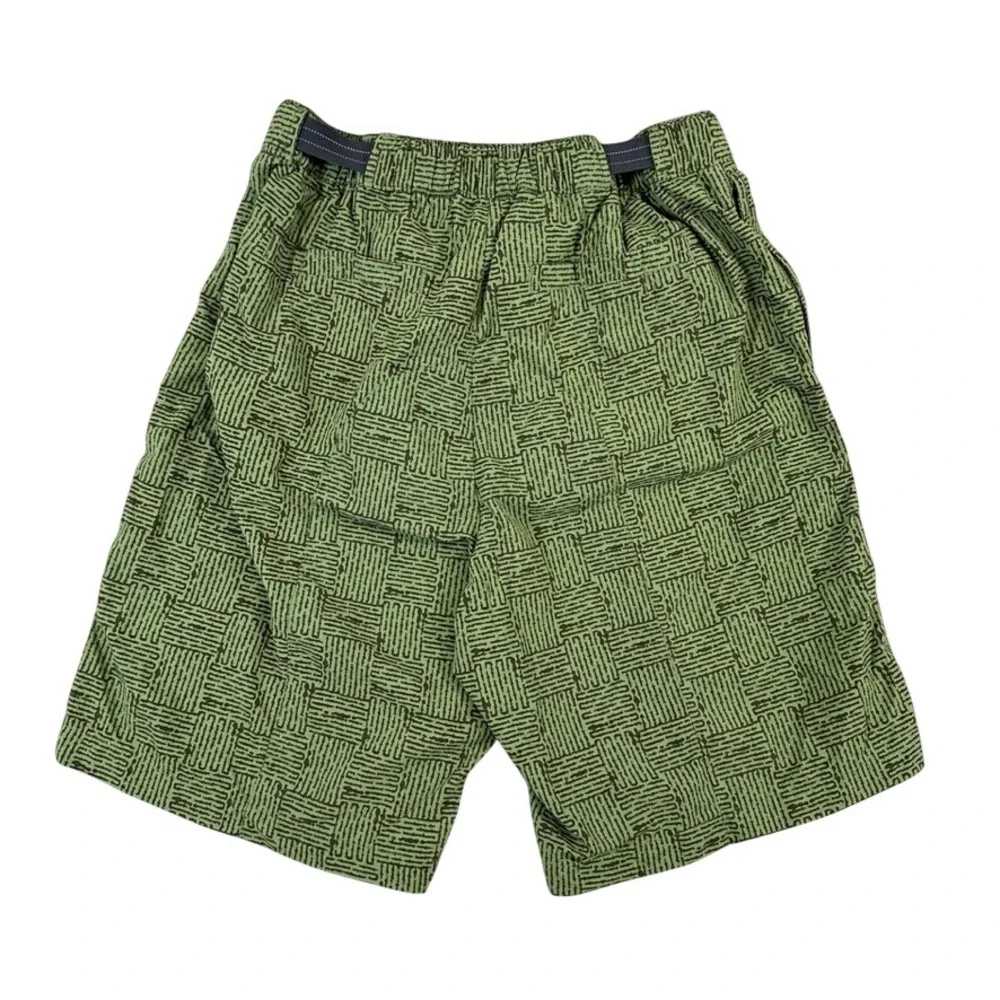 LL Bean Mens Green Patterned Nylon Belted Cargo Shorts Size M 502021